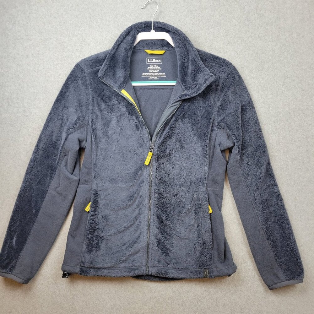 LL Bean Jacket Womens XS Gray Fleece Full Zip Soft Shell Pockets Outdoor Hiking